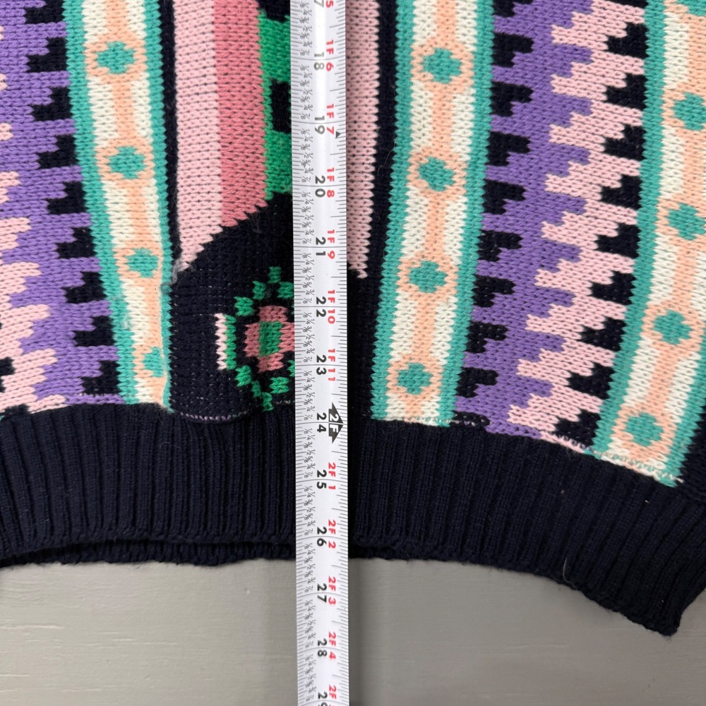 vintage Clifton Place Sweater Navy Blue Southwestern Aztec Knit Mock Neck XL - Picture 5 of 6